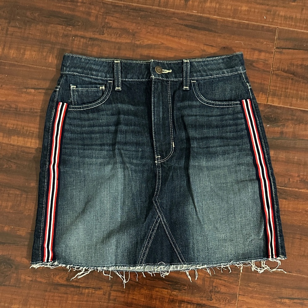 Hollister Denim Skirt with Red and White Accents